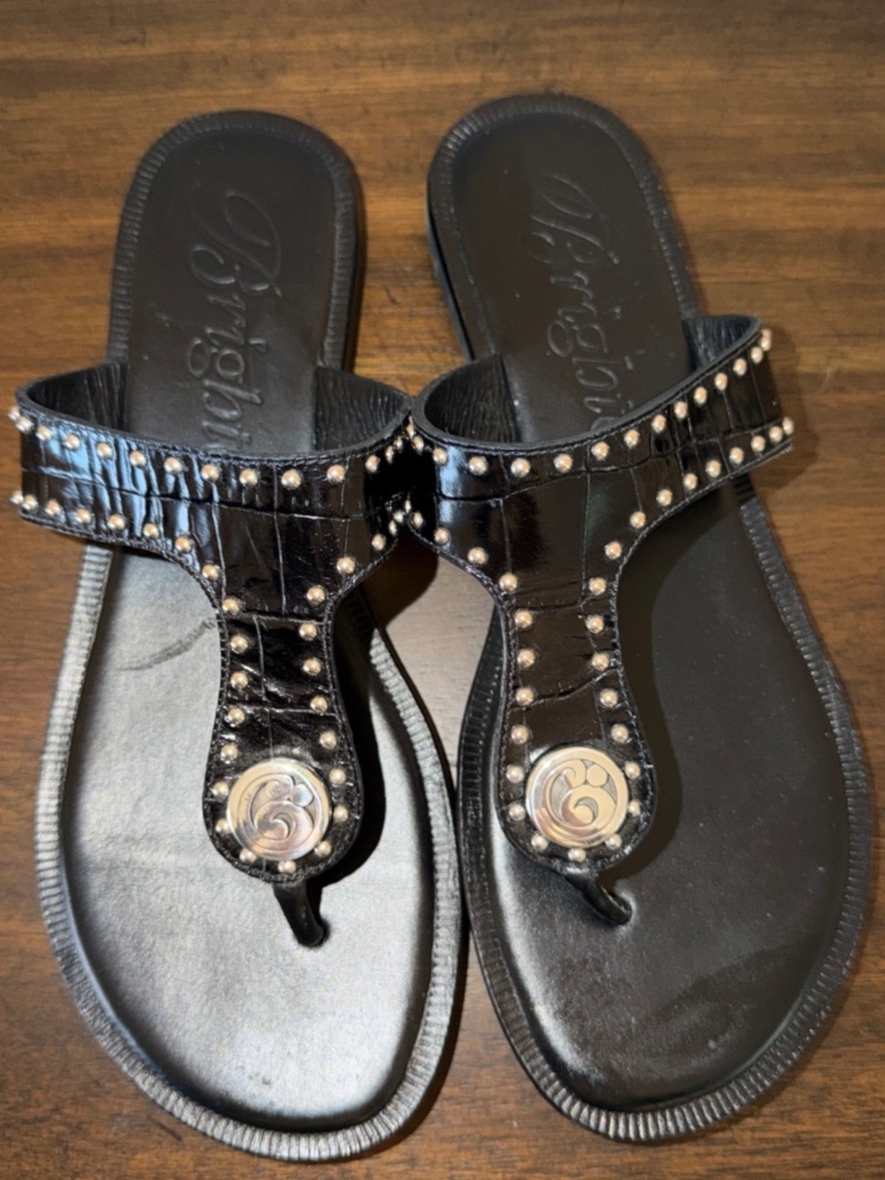 Brighton ALFA Studded Sandals/Slides - 7.5 M - Black - EUC